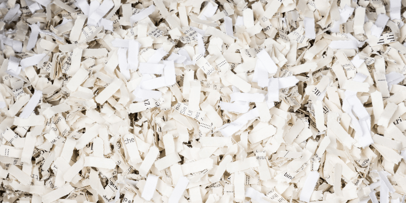 Piles of shredded paper